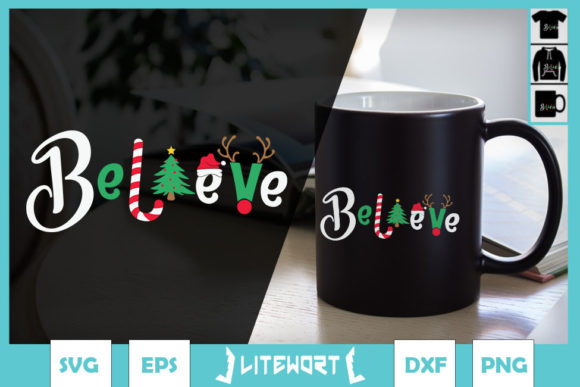 A Festive Santa Believe Christmas Tree for Graphics and Crafts
