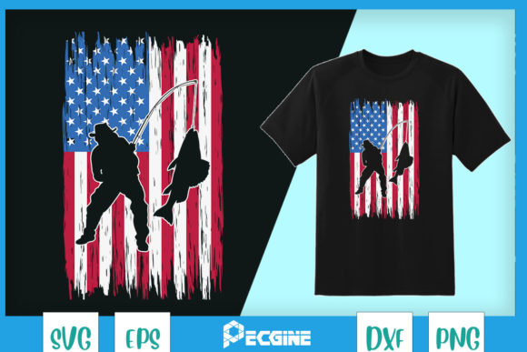 A Vintage Fishing Graphic for Patriotic Craft Designs