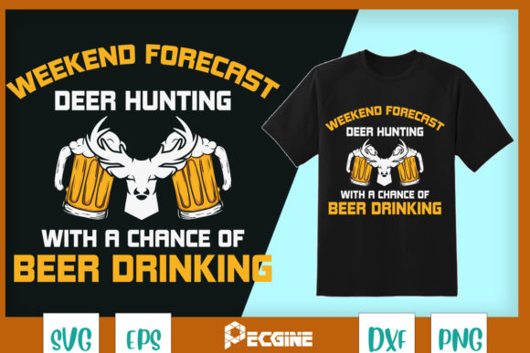 Funny Deer Hunting Beer Drinking Graphics for T-Shirt Designs